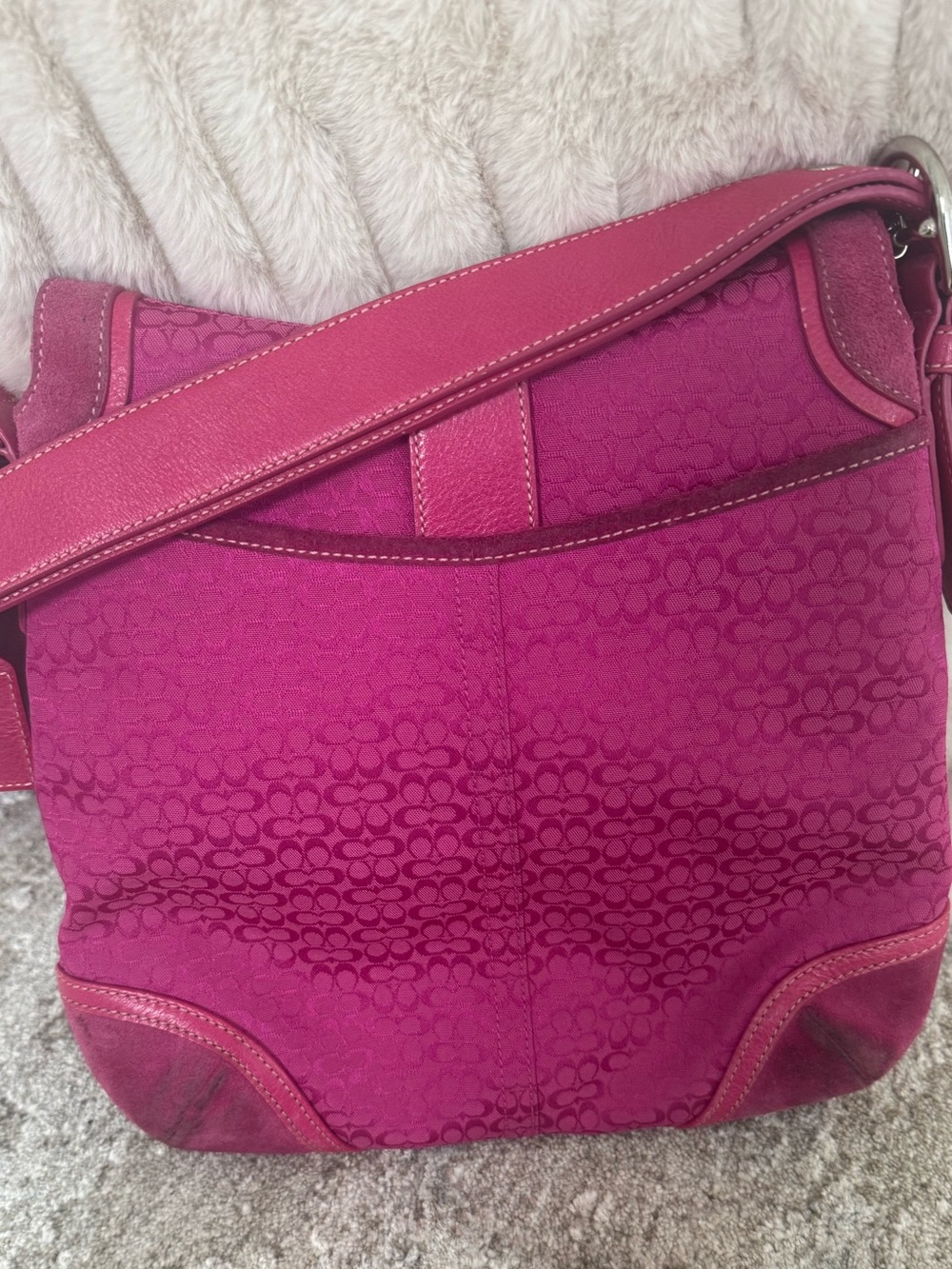 Pink Signature Vintage Coach Crossbody Shoulder Bag